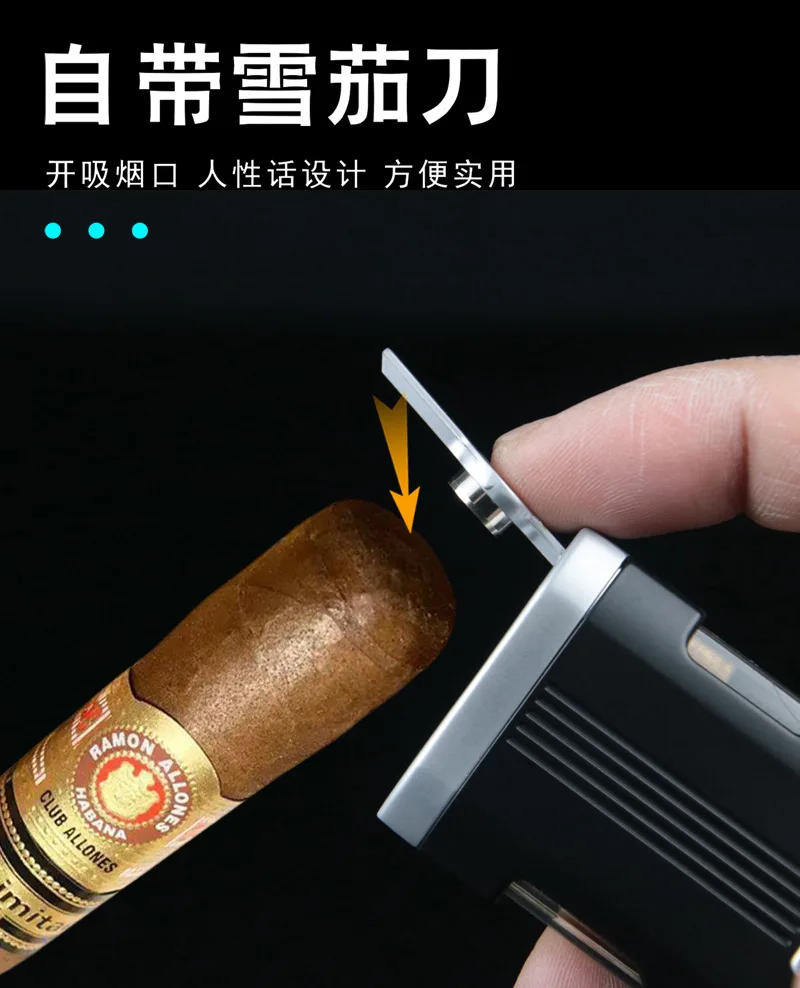 Description Picture 6 of itemUnusual Turbo Torch Cigar Lighter Jet Gas Dedicated Metal Gas Lighters 1300 C Windproof Pipe Smoking Accessories Gadget for Men