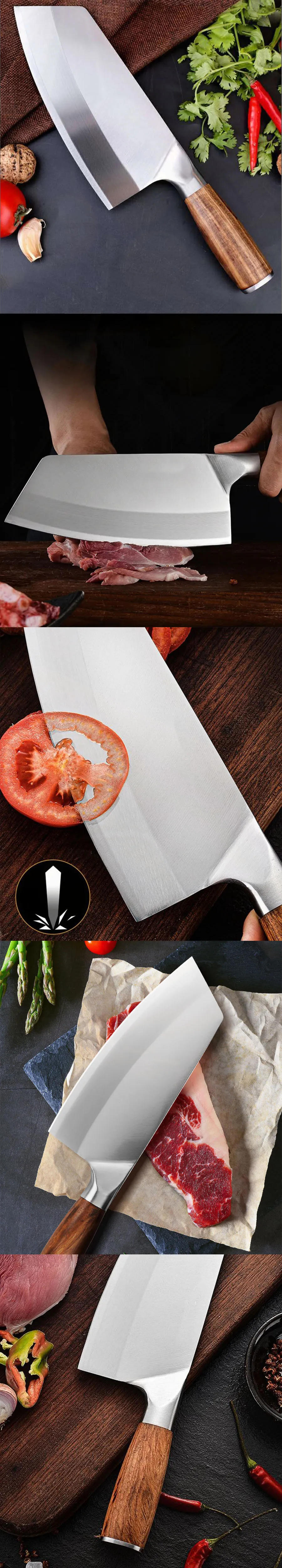 Description Picture 6 of itemProfessional Cleaver Knives Heavy Duty Chinese Knife Wooden Handle Laser Damascus Knife Cleaver Meat Chicken Fish Kitchen Knife