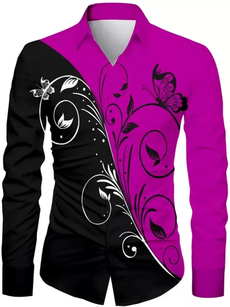 Description Picture 5 of itemFashionable Men's Floral HD Pattern Men's Tops Gradient Color Casual Outdoor Party Soft and Comfortable 2024 New Style Shirt