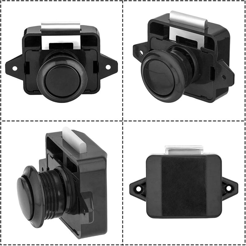 Description Picture 4 of itemBrand New Button Catch Lock Latch Push Button Accessories Zinc Alloy Cabinet Camper Cupboard Knob L-shaped Gasket Motorhome