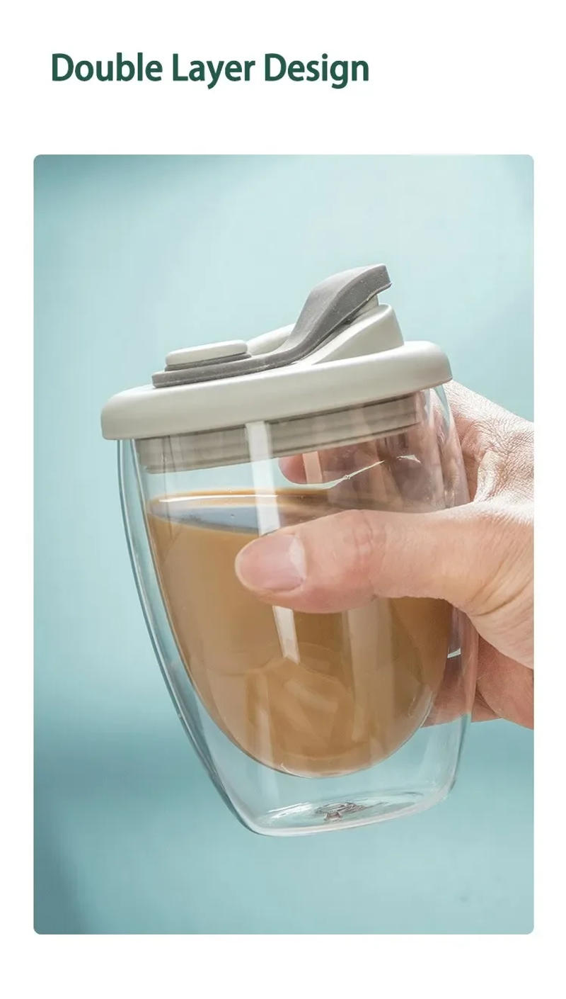 Description Picture 5 of itemCoffee Cup Tiki Lovely Cups Coffeeware Teaware Double Wall Glassware Glass Mug Portable Drinkware Kitchen Dining Room Tableware