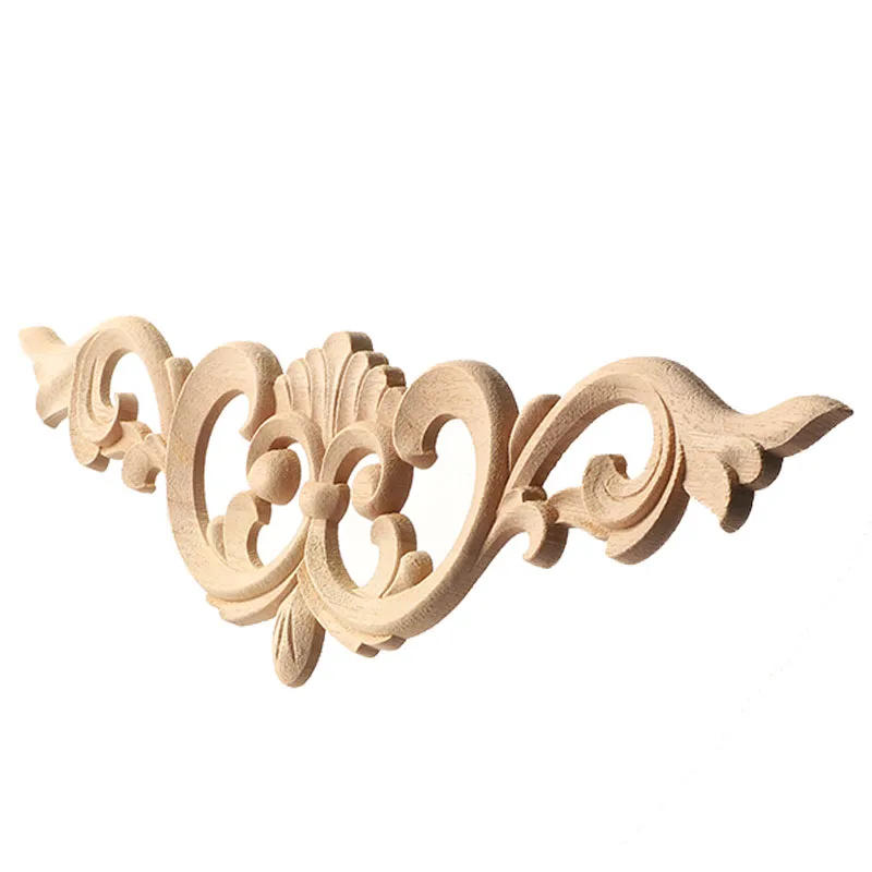 Description Picture 3 of itemWood Carving Natural Wood Appliques Door Furniture Cabinet Decorative Unpainted Wooden Mouldings Decal Vintage Home Decor