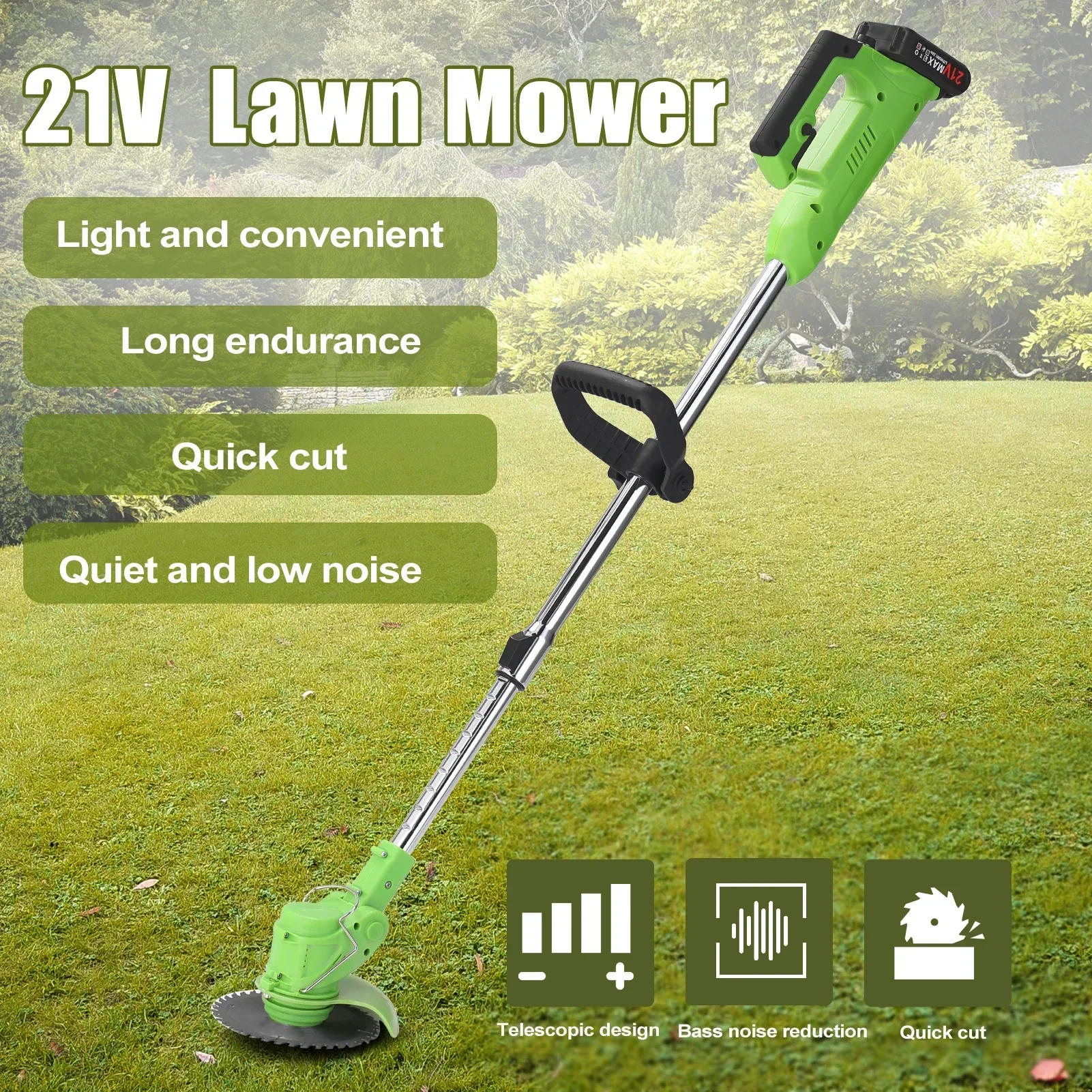 Description Picture 4 of itemElectric Lawn Mower 25000RPM Handheld Cordless Grass Trimmer Length Adjustable Cutter Household Garden Tools