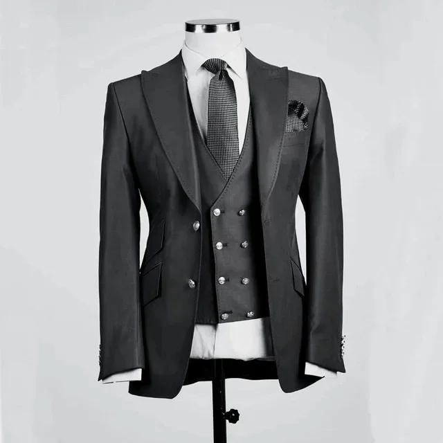 Description Picture 4 of itemRoyal Blue Groom Tuxedos Peak Lapel Men Suits Wedding Best Man Blazer ( Jacket+Pants+Vest)