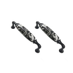 2PCS Vintage Handle Zinc Alloy Door Handles Cupboard Drawer Cabinet Handle Pull Black Knobs For Home Bedroom Kitchen