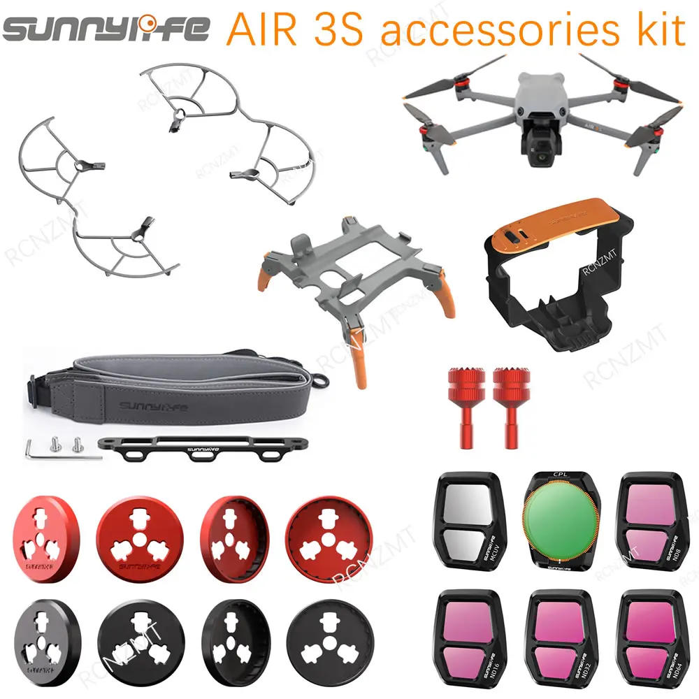 Description Picture 2 of itemAccessories Kit for DJI AIR 3S Propeller Holder Strap RC 2 N3 Controller Silicone Case Landing Gear Motor Guard Lens Cap Filter