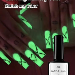 1 PCS Glow nail gel top coat, long lasting glow nail gel top coat for nail art, clear top coat, Perfect for Halloween parties