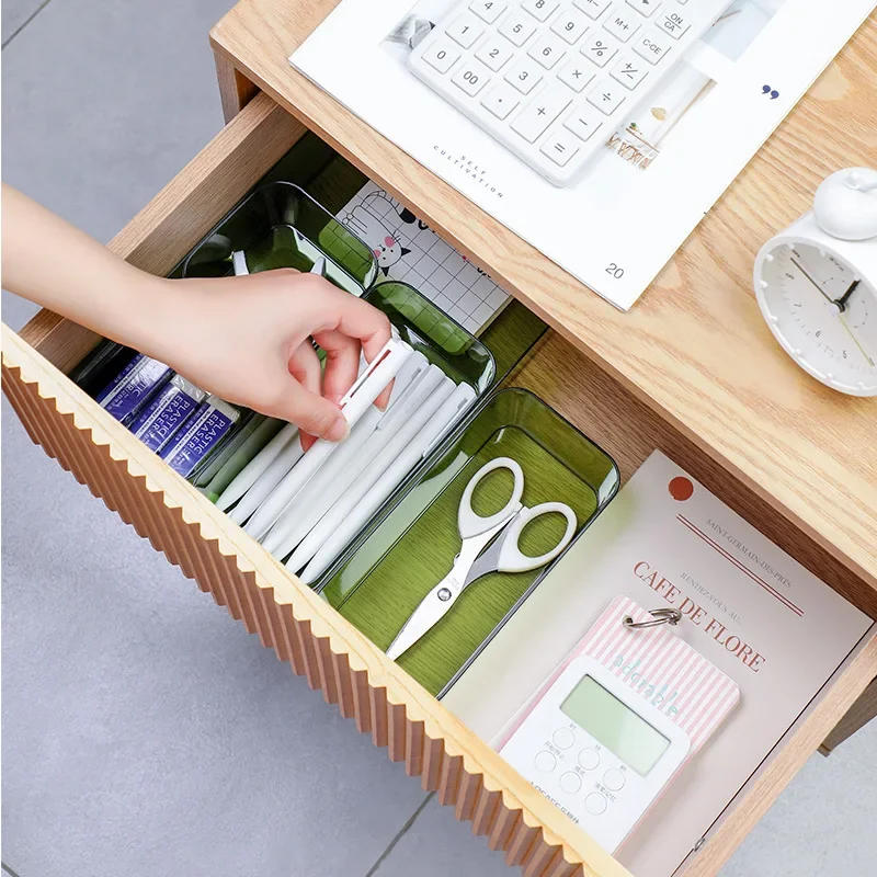 Description Picture 3 of itemUnlimited Desk Drawer Organizers Set Plastic Bathroom Storage Makeup Organizer Clear Transparent Storage Box Bins Kitchen Gadget