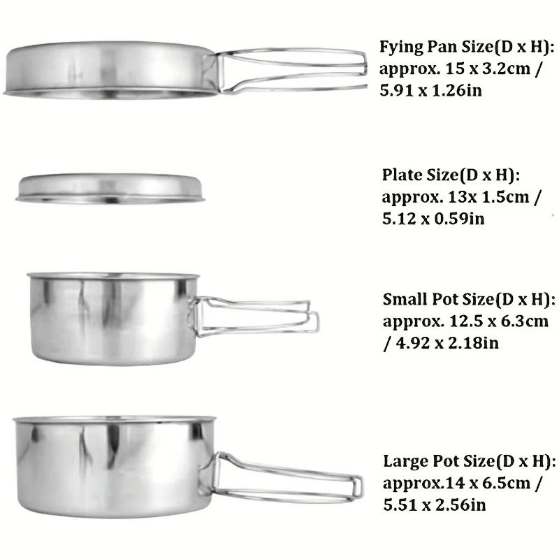 Description Picture 5 of itemOutdoor Camping Cookware Set 401 Stainless Steel Camping Pot 600mL and 900mL Bowl Pot Set Hiking Backpacking Cooking Picnic