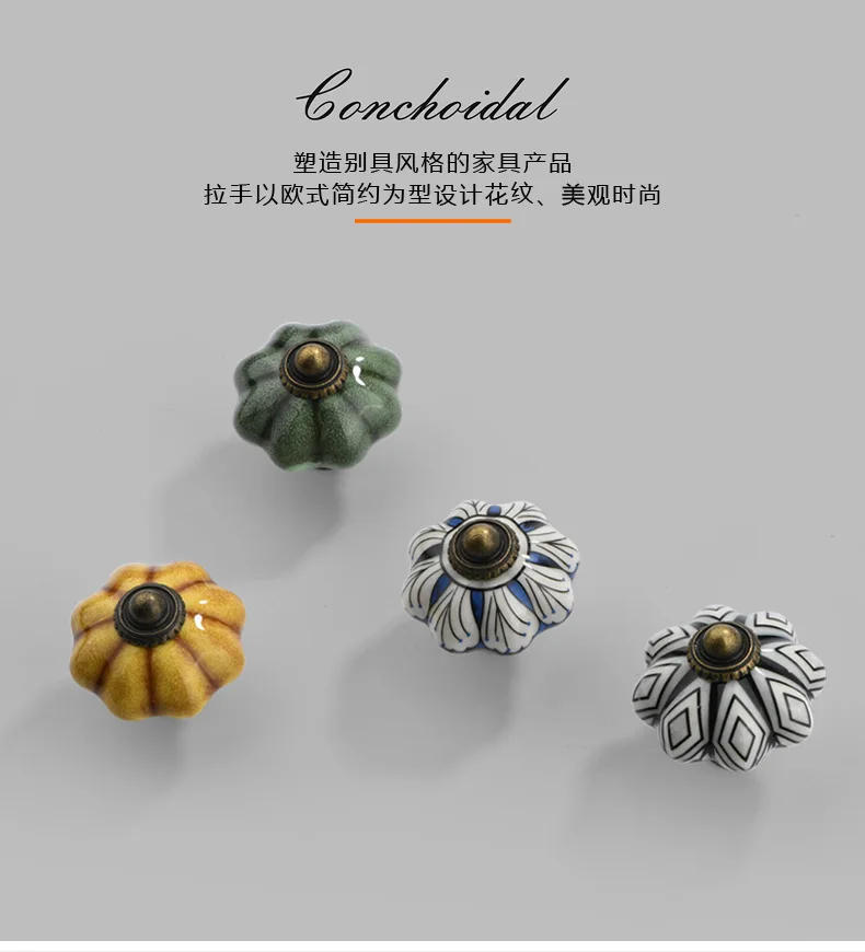 Description Picture 5 of itemCeramic drawer single hole European cabinet small round ethnic style colored wardrobe door handle