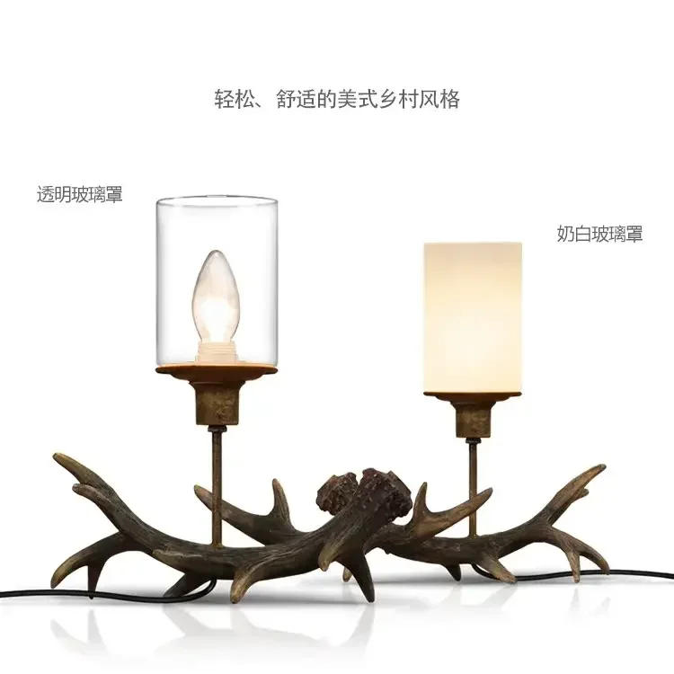 Description Picture 3 of itemcountry retro antique bedroom dining room personalized carving romantic wind antlers candlestick desk lamp торшер напольный