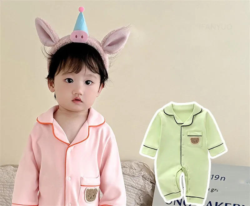 Description Picture 6 of itemBaby Spring Autumn Home Clothes Kids Boys Girls Infant New Bodysuit Pajamas Soft Breathable Cotton Children Sleepwear Jumpsuits