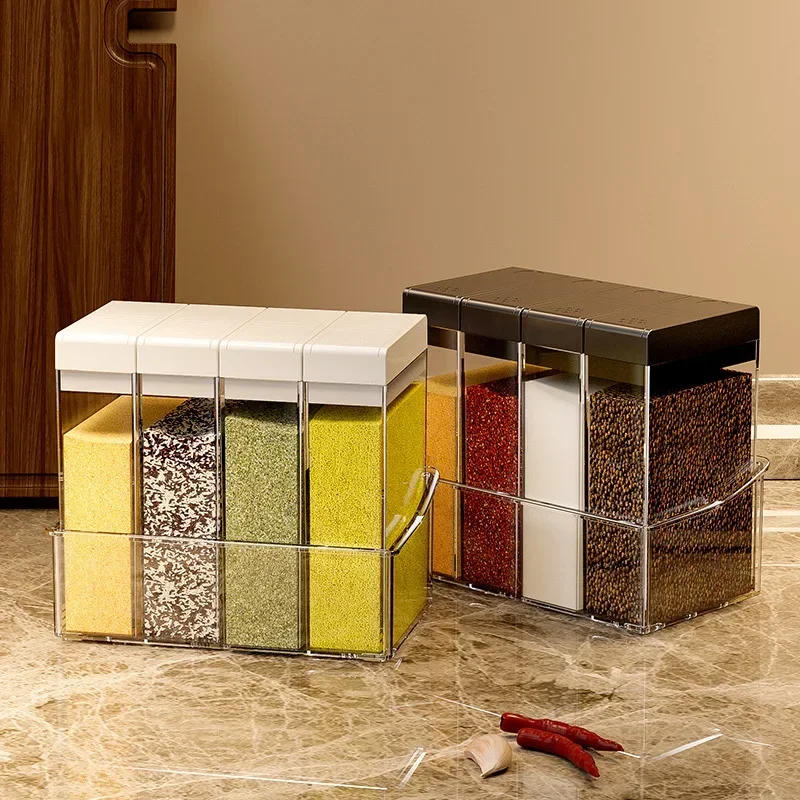Description Picture 2 of item4PCS/Set Combination Pepper Salt Shakers Seasoning Spice Jar Container Kitchen Spices Storage Box with Tray