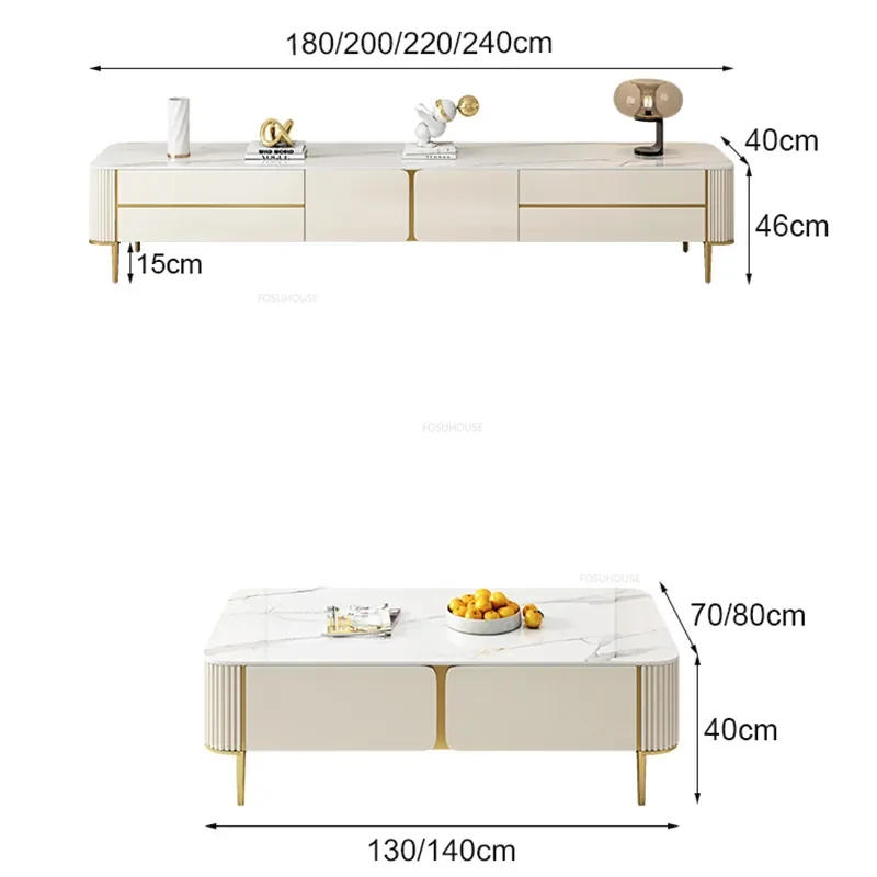 Description Picture 5 of itemNordic Slate TV Stands Modern Living Room Furniture Home Light Luxury TV Cabinet Simple Storage Cabinet Coffee Table Combination