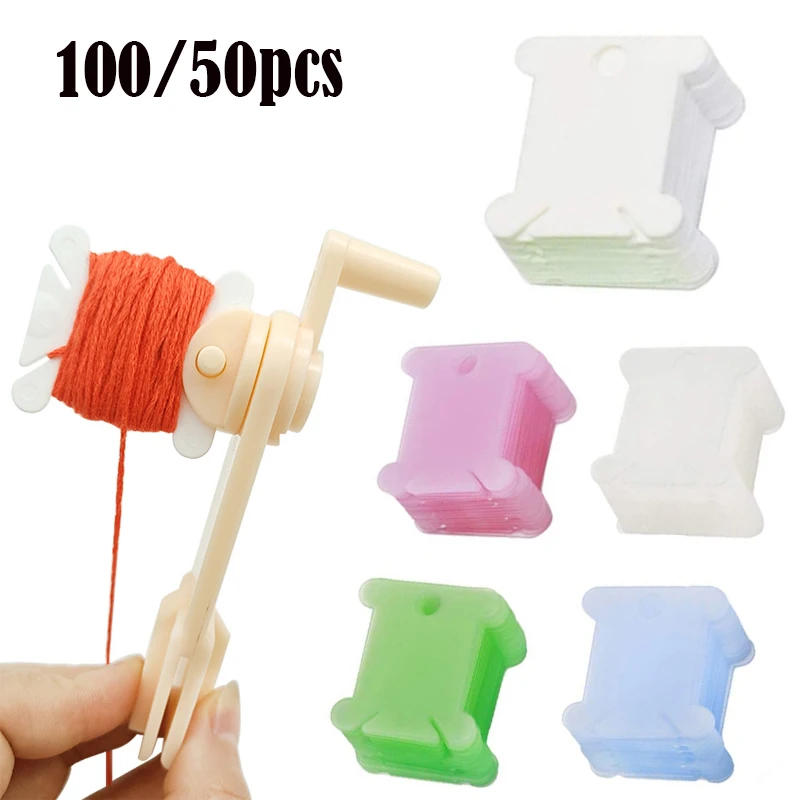Description Picture 2 of item100/50pc Embroidery Thread Holder Floss Craft Bobbin Cross Stitch Storage Thread Board Card Thread Organizer Sewing Accessories