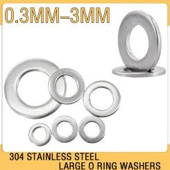304 Stainless Steel Large O Ring Gasket DIN9021 Flat Washers Metalworking Smooth Spacers Thickness 0.3mm 0.5mm 0.8mm 1mm 2mm 3mm