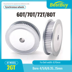 2GT Timing Belt 3D Printing GT2 60T/70T/72T/80T Timing Pulley Bore 4-15mm For Belt Width: 6/10mm GT2 AF