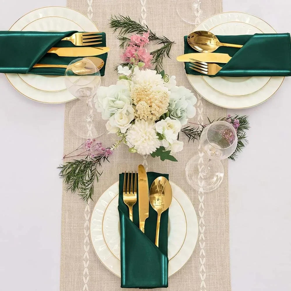 Description Picture 5 of item6pcs Satin Napkin Green 30cm*30cm Serving Table Decor Dinner Towel for Wedding Party Home Hotel Christmas Decor Table Napkins