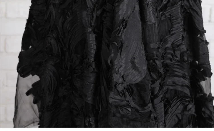 Description Picture 3 of itemBlack Disorder Pattern Crushed Fabric Diy Wedding Dress Background Decoration Fashion Designer Sewing Material Wholesale Cloth