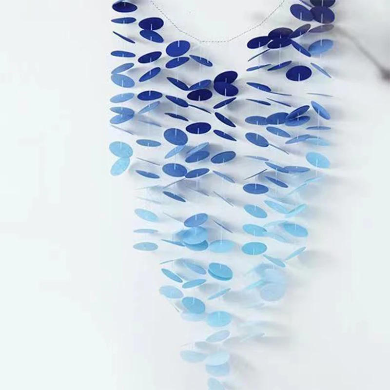 Description Picture 4 of itemNavy Blue White Under The Sea Themed Party Decorations Crepe Paper Polka Circle Dot Backdrop Garland Hanging Wedding Streamers