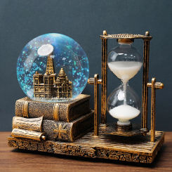 Christmas Snow Globe With Music Box Desktop Timer Hourglass Ornaments For Christmas Thanksgiving Day Festival Party DecoratesChr