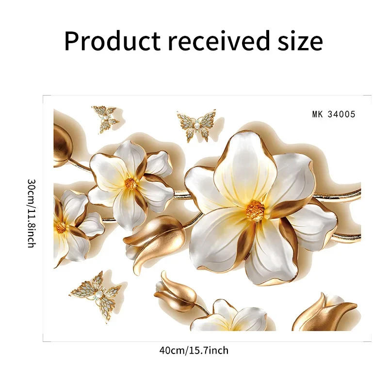 Description Picture 4 of item1Pc  Beautiful European Visual 3D Flower Butterfly Stickers Waterproof PVC Toilet Cover Decal Bathroom Self-adhesive Decoration