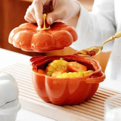 Pumpkin Reusable Cereal Bowl With Lid Microwave Bakeware Oven Baking Kitchen Halloween Party Festival Decoration ramen bowl set