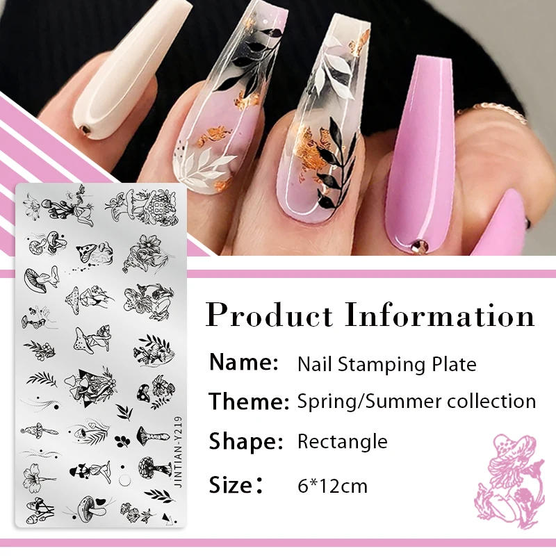 Description Picture 6 of itemFlower Leaves Nail Stamping Plates Leaf Floral Butterfly Line Printing Stencil Nail Stamp Templates Nail Art Tools Manicure