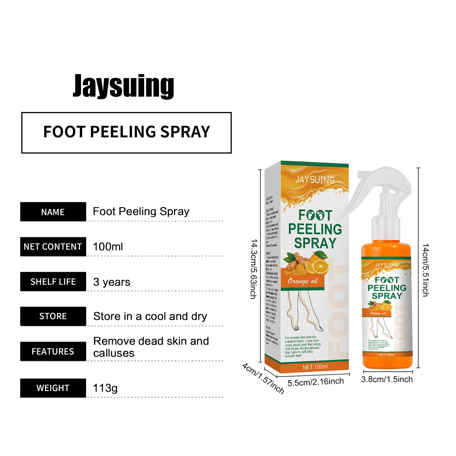 Description Picture 6 of item100ml Foot Peeling Spray Orange Essential Oil Exfoliating Nourish Peel Feet Calluses Dead Skin Remover Pedicure Foot Care Tool