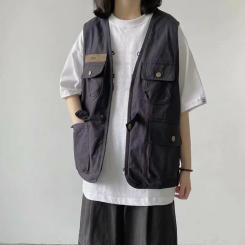 Vest Jacket Versatile Unisex Summer Vest with Multi Pockets Zipper Closure Streetwear Style for Men Waistcoat Jacket Coat Multi