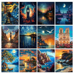 GATYZTORY 60x75cm Coloring By Numbers Paint Kit Seaside Scenery Picture Handicrafts For Adults Paint By Numbers Home Decors Arts