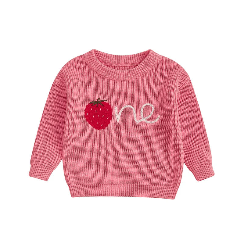 Description Picture 5 of itemCitgeett Spring Infant Baby Girl Birthday Sweaters Long Sleeve Strawberry Embroidery Knit Pullover Tops Clothes
