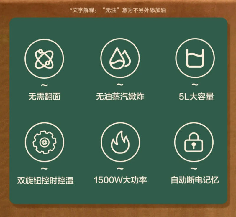 Description Picture 4 of item220V SUPOR Air Fryer 5L Capacity New Intelligent Multifunctional No-Oil Healthy Cooking Electric Fryer