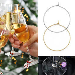 100pcs Wine Glass Charm Rings Wire Hoops Drink Markers Wine Glass Charm Gifts DIY Party Drink Labeling