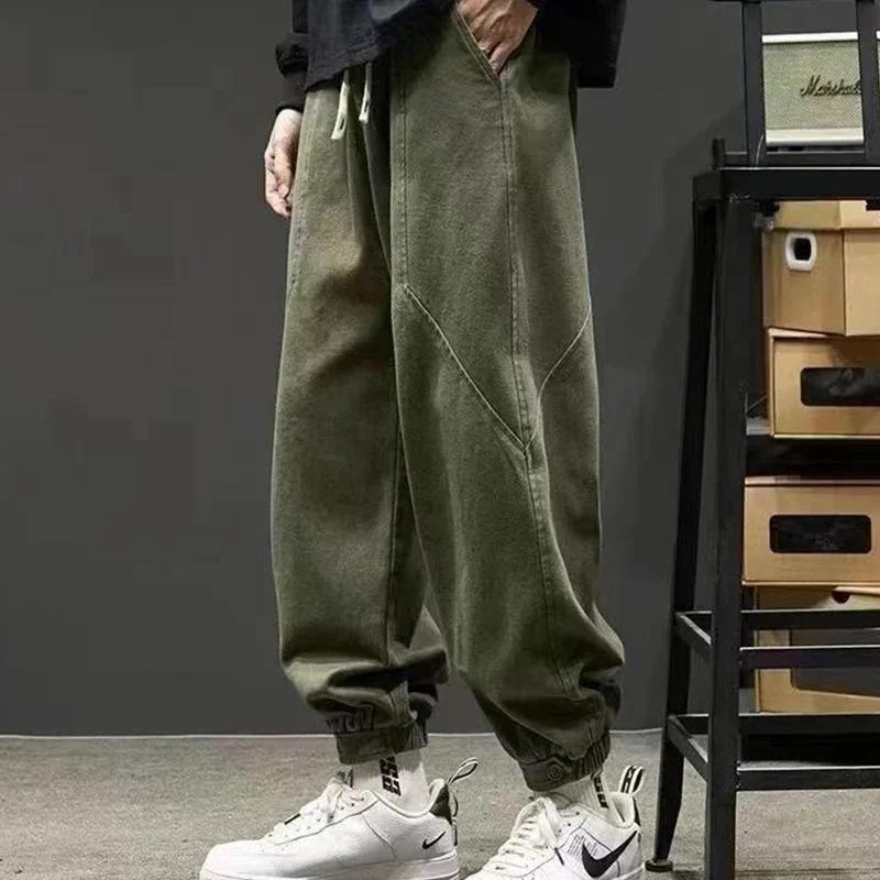 Description Picture 3 of itemAutumn Winter Men's Streetwear Fashion Trousers Male Loose Casual Patchwork Pockets Sweatpants Homme All-match Pure Cotton Pants