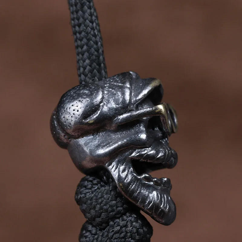 Description Picture 4 of itemHip Hop Glasses Old Man Figures Brass Knife Beads EDC Paracord Woven Lanyard Pendant Jewelry DIY Outdoor Tool Charms Accessories