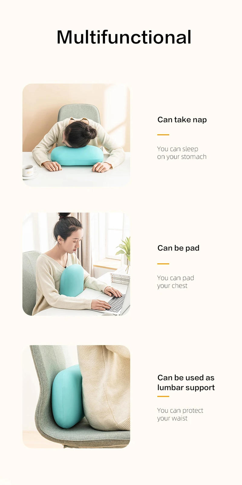 Description Picture 3 of itemMultifunction Memory Foam Neck Pillow Slow Rebound Soft Travel Pillow for Sleeping Cervical Health Massage Nap Pillows