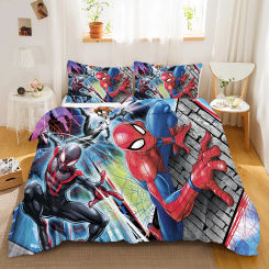 Spider-Man Duvet Cover Marvel Anime 3D Printing Children's Bedroom Set ​Polyester Adult Gift  2/3pcs Bedding
