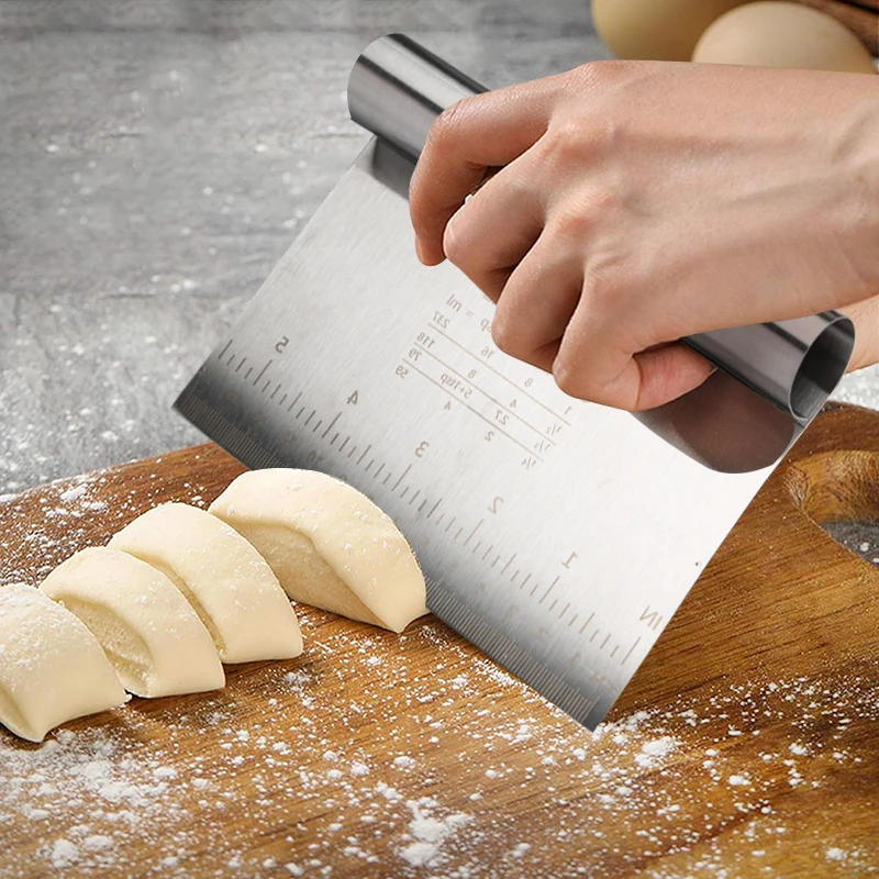 Description Picture 3 of itemStainless Steel Dough Chopper Bench Scraper Pastry Cutter Cake Scraper with Scale Cake Baking Scraper Noodle Dough Knife