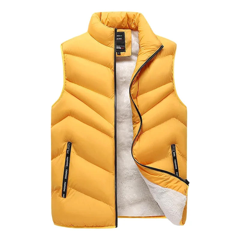 Description Picture 5 of itemCotton Jacket  Men's Autumn Winter New Solid Color Vest  Pocket Sleeveless Parka Loose Simple Commuting