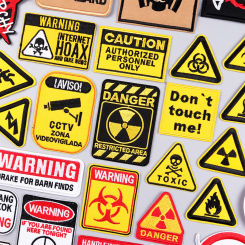 Danger Warning Embroidery Patch Iron On Patches For Clothing Prohibition Sign Embroidered Patches For Clothes Stickers Badges
