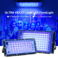 50W 100W UV Flood Light AC220V 395nm 400nm Ultraviolet Fluorescent Stage Lamp With EU Plug For Bar Dance Party Blacklight