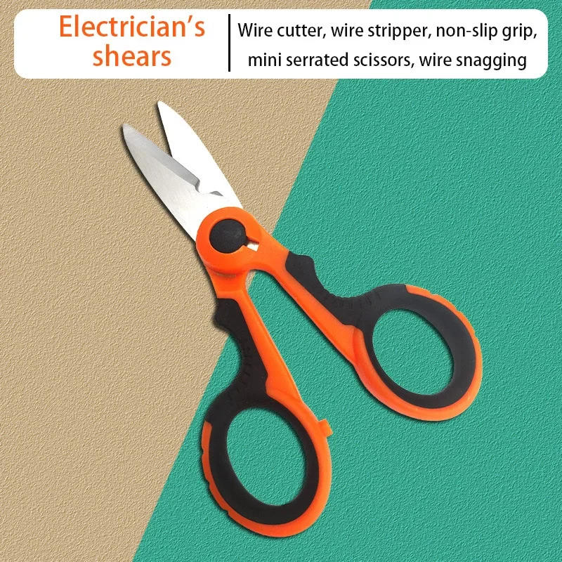 Description Picture 2 of itemNew Thickened Stainless Steel Scissors Household Shear Tool Electrician Scissors Stripping Wire Cut Tool For Fabrics Paper,Cable