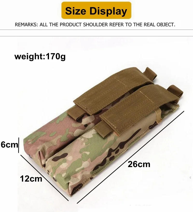 Description Picture 2 of itemP90/UMP Molle Double Magazine Pouch Flashlight Holder Waist Pack Bag Outdoor Hunting Vest Bag Rifle Mag Holster Vest Pouches