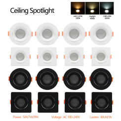 3pcs GU10 Ceiling Spotlights LED Downlight 5W 7W 9W Angle adjustable rotating AC220V 120V indoor lighting white color