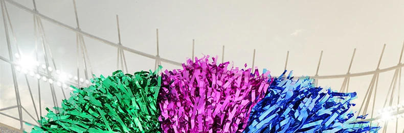 Description Picture 2 of itemCheerleading Pom Poms with Handle Cheer Balls Gold Silver Pink Red Green Blue for Hand Dance Women Girl Kids Pompoms Accessories