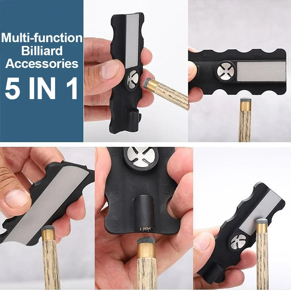 Description Picture 2 of itemBilliard Cue Tip Repair Tool Pool Cue Head Trimmer Billiard Accessories Pool Hall Multi Tool Grinding Cut 8-In-1 Snooker Tool