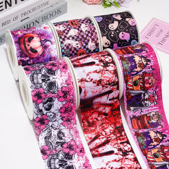 DIY Cartoon Halloween Printed Grosgrain Ribbon For Craft Supplies Sewing Accessories 5 Yards. 87037