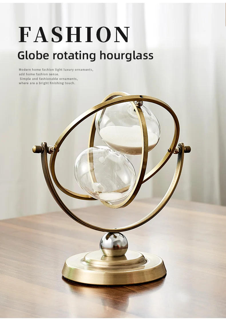 Description Picture 3 of item2021 Nordic Creative Retro Metal Hourglass Timer TV Cabinet Porch Decoration Hourglass Timer Office Home Decoration Ornaments