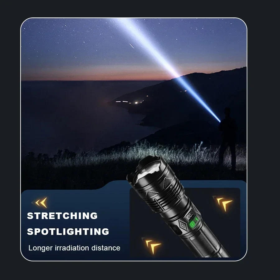 Description Picture 6 of itemHigh Power White Laser Flashlight Super Bright LED Spotlight Long Range Torch Zoom Emergency Outdoor With Battery Indicator